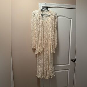 Antique Cream Lace Dress with Matching Jacket